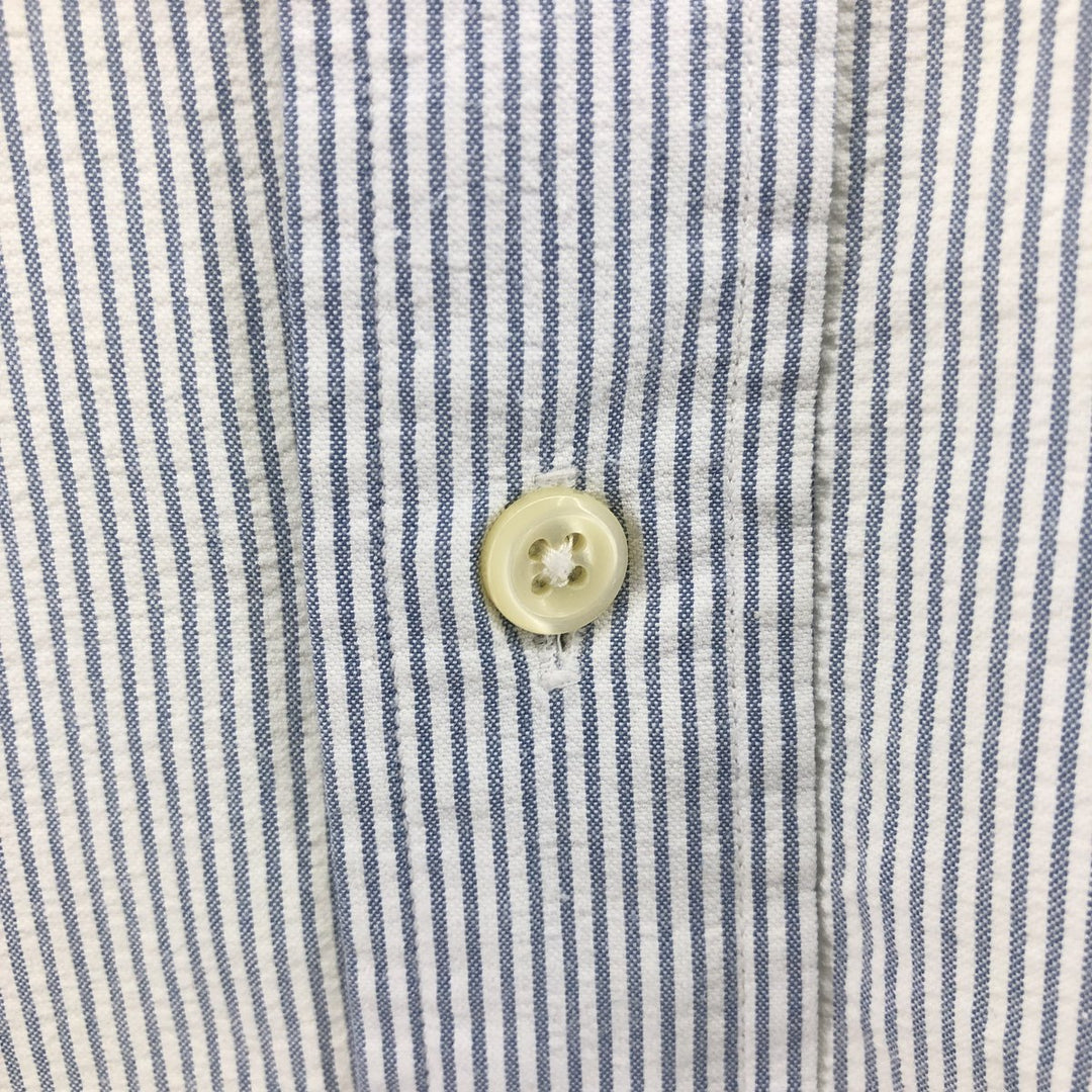 Ralph Lauren TILDEN seersucker short-sleeve button-down striped shirt, men's size XL cotton navy blue type Vintage Second Hand