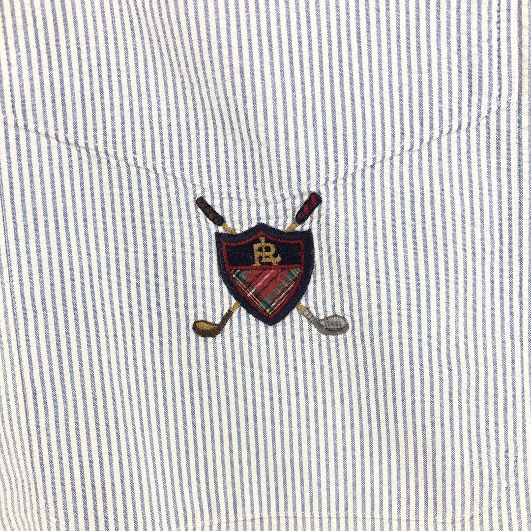 Ralph Lauren TILDEN seersucker short-sleeve button-down striped shirt, men's size XL cotton navy blue type Vintage Second Hand