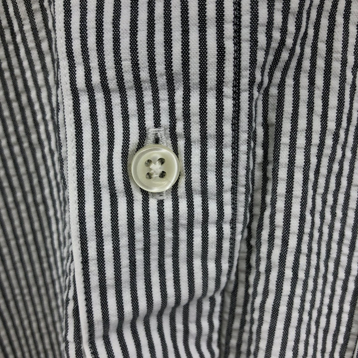 Ralph Lauren Seersucker Short Sleeve Button-Down Striped Shirt, Men's Size L cotton Khaki type Vintage Second Hand