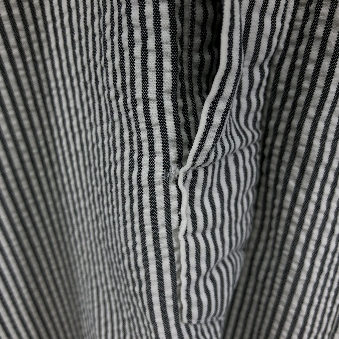 Ralph Lauren Seersucker Short Sleeve Button-Down Striped Shirt, Men's Size L cotton Khaki type Vintage Second Hand