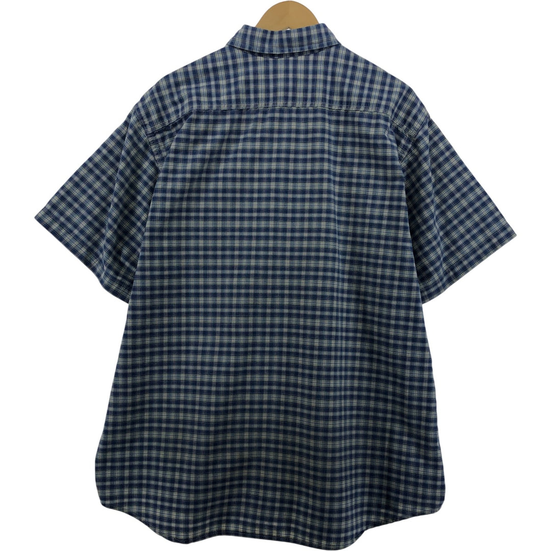 Carhartt Check Pattern Button-down Short Sleeve Work Shirt, Men's XXL unclear blue type Vintage Second Hand