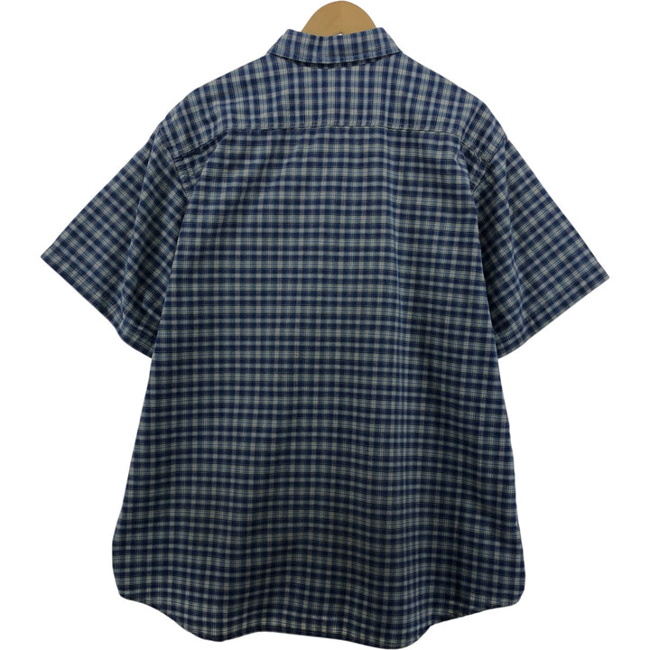 Carhartt Check Pattern Button-down Short Sleeve Work Shirt, Men's XXL unclear blue type Vintage Second Hand
