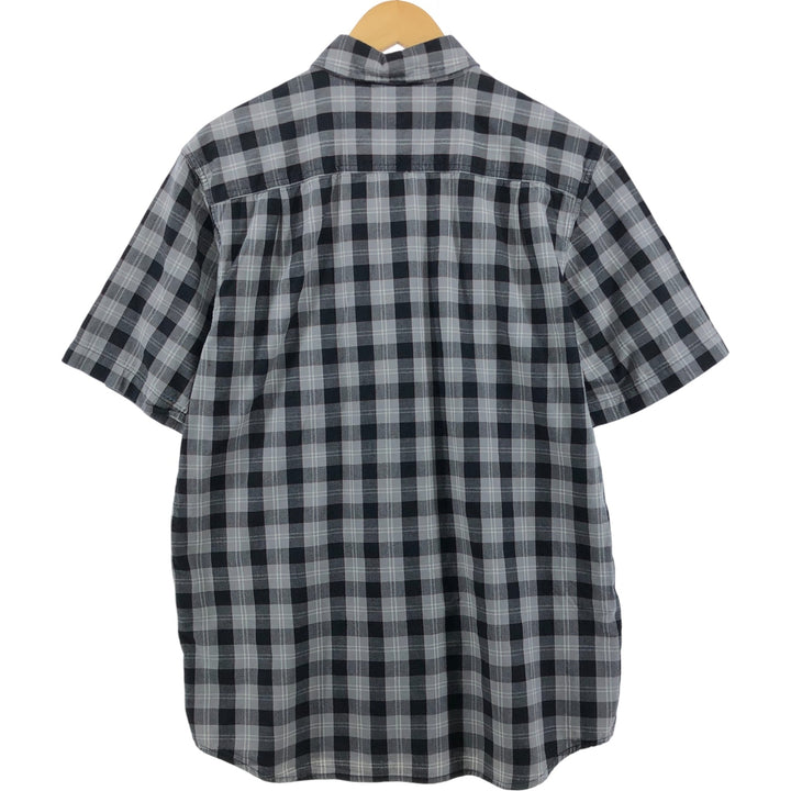 Carhartt Relaxed Fit Check Pattern Button-Down Short Sleeve Work Shirt, Men's Size Medium cotton black type Vintage Second Hand