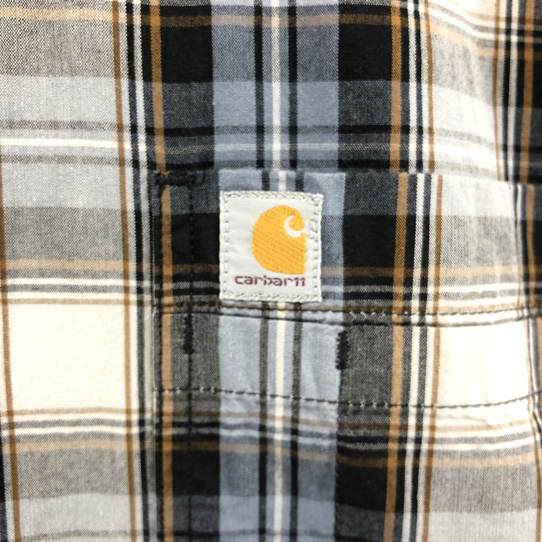Carhartt RELAXED FIT Check Pattern Button-down Short Sleeve Work Shirt, Men's XXL cotton black type Vintage Second Hand