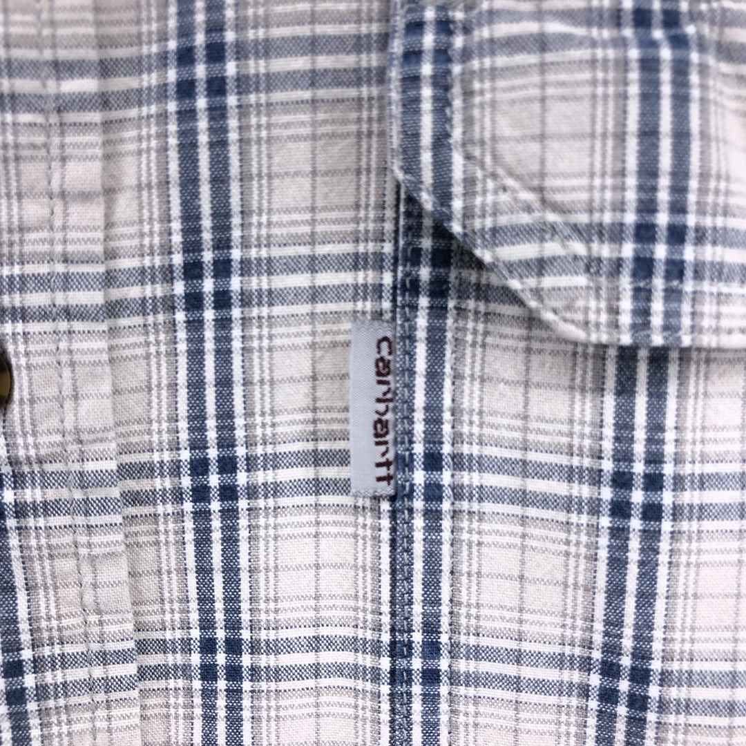 Carhartt RELAXED FIT Check Pattern Button-down Short Sleeve Work Shirt, Men's XL cotton gray type Vintage Second Hand