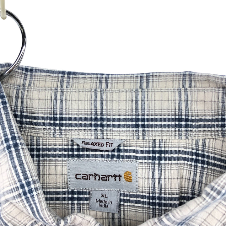 Carhartt RELAXED FIT Check Pattern Button-down Short Sleeve Work Shirt, Men's XL cotton gray type Vintage Second Hand