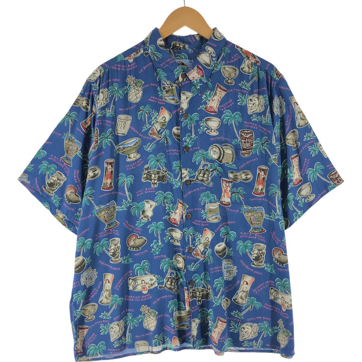 80s-90'S Reyn Spooner Diamond Head Tag All-Over Rayon Hawaiian Aloha Shirt Box Shirt Men's XL Size Rayon blue type Vintage Second Hand