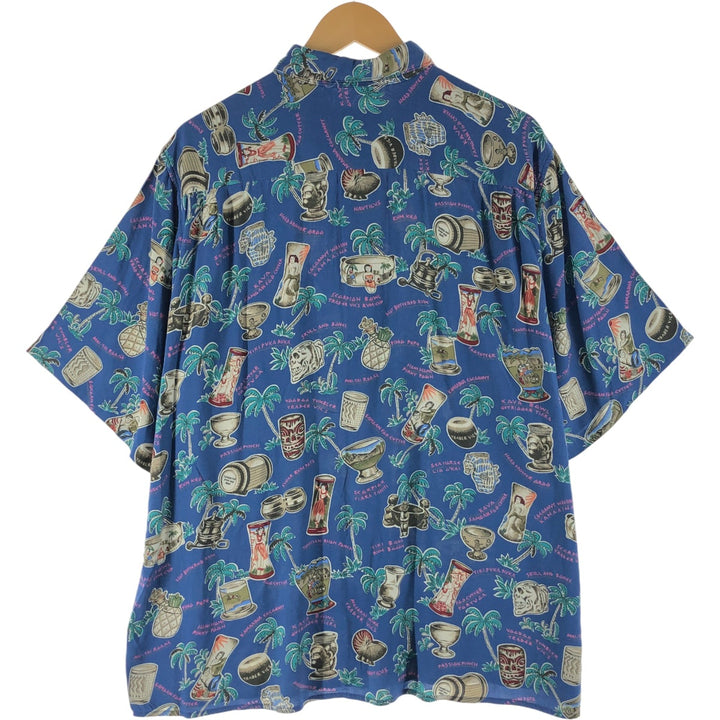 80s-90'S Reyn Spooner Diamond Head Tag All-Over Rayon Hawaiian Aloha Shirt Box Shirt Men's XL Size Rayon blue type Vintage Second Hand