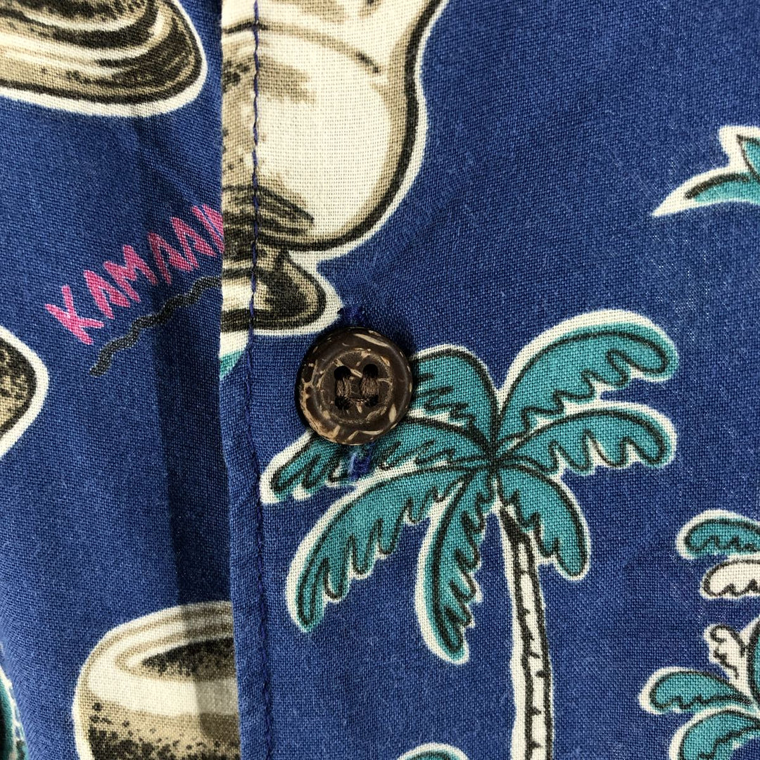 80s-90'S Reyn Spooner Diamond Head Tag All-Over Rayon Hawaiian Aloha Shirt Box Shirt Men's XL Size Rayon blue type Vintage Second Hand