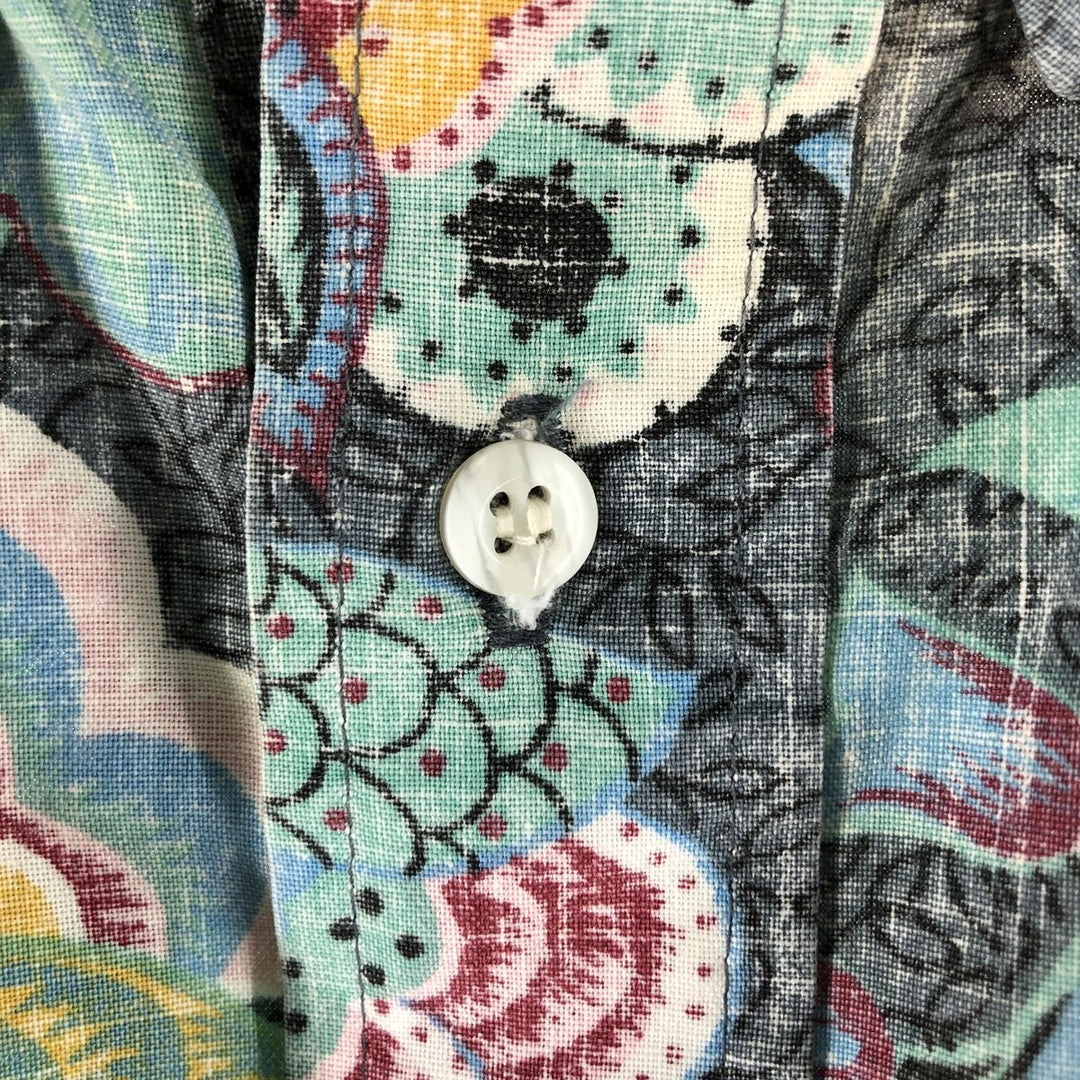 90'S Reyn Spooner Swimsuit Tag, All-Over Floral Print Pullover Button-Down Aloha Shirt, Made in Hawaii, Men's Size XL cotton gray type Vintage Second Hand