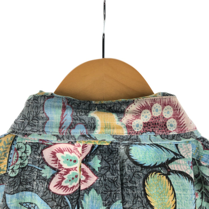 90'S Reyn Spooner Swimsuit Tag, All-Over Floral Print Pullover Button-Down Aloha Shirt, Made in Hawaii, Men's Size XL cotton gray type Vintage Second Hand