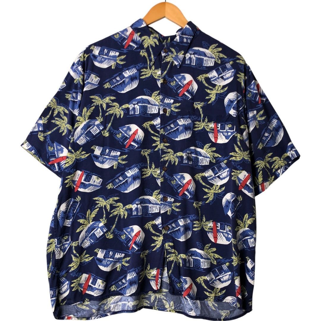 80s-90'S Reyn Spooner Diamond Head Tag All-Over Rayon Hawaiian Aloha Shirt Men's XL Vintage Rayon navy blue type Vintage Second Hand