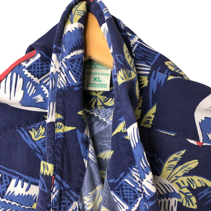80s-90'S Reyn Spooner Diamond Head Tag All-Over Rayon Hawaiian Aloha Shirt Men's XL Vintage Rayon navy blue type Vintage Second Hand