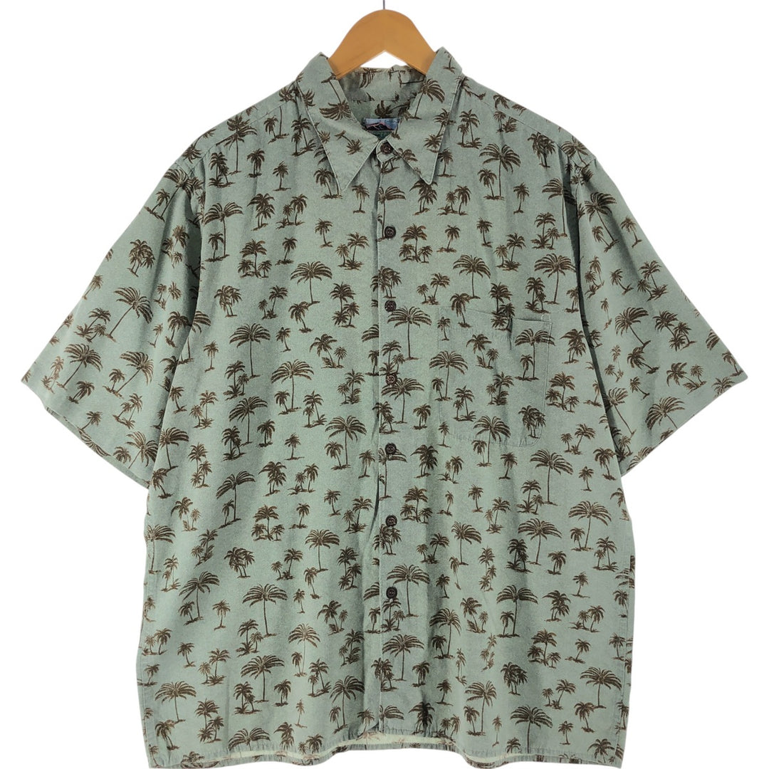 80s-90'S Reyn Spooner Diamond Head Tag All-Over Rayon Hawaiian Aloha Shirt Box Shirt Men's M Size Rayon green type Vintage Second Hand