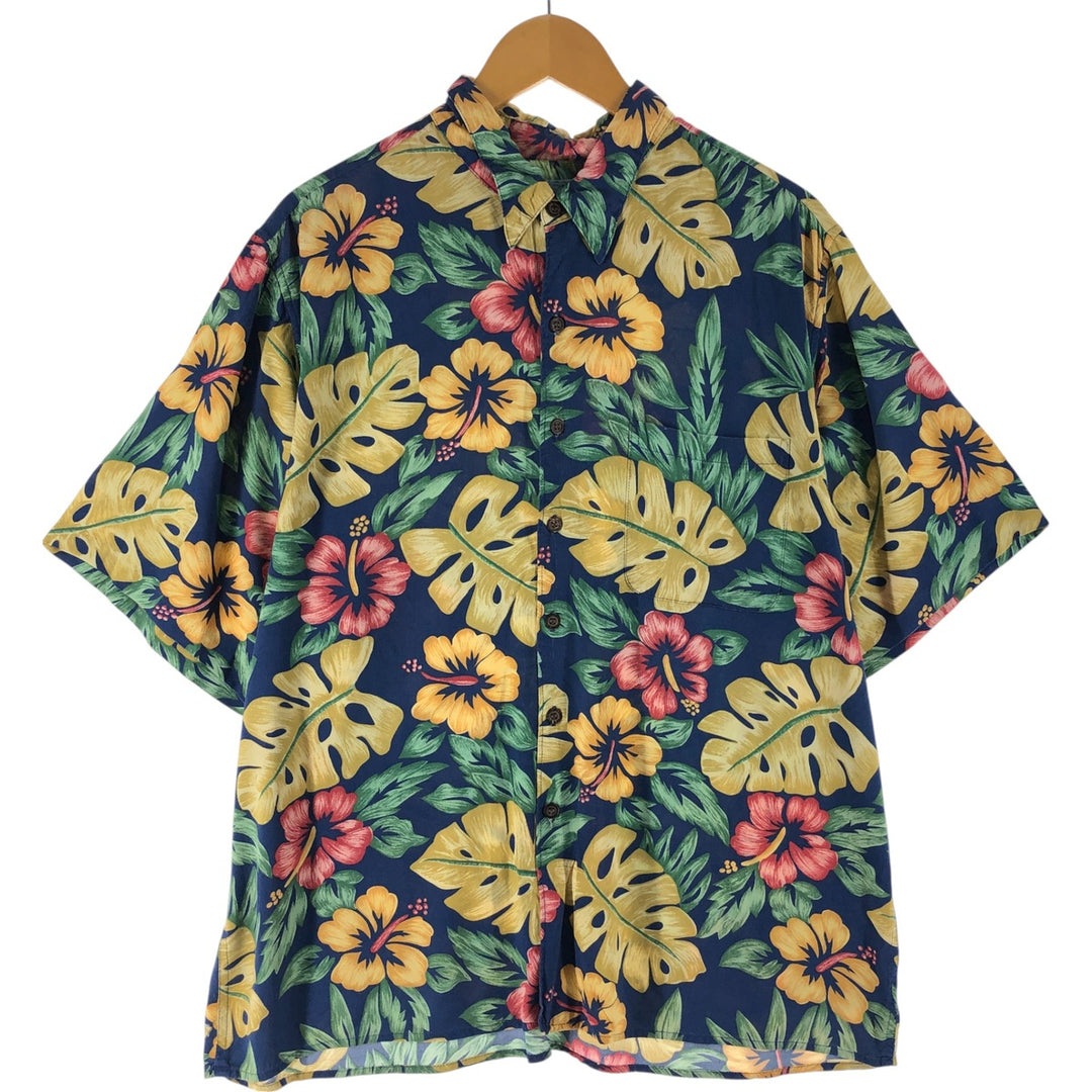 80s-90'S Reyn Spooner Diamond Head Tag All-Over Rayon Hawaiian Aloha Shirt Box Shirt Men's XL Size Rayon blue type Vintage Second Hand