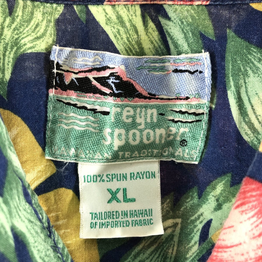 80s-90'S Reyn Spooner Diamond Head Tag All-Over Rayon Hawaiian Aloha Shirt Box Shirt Men's XL Size Rayon blue type Vintage Second Hand