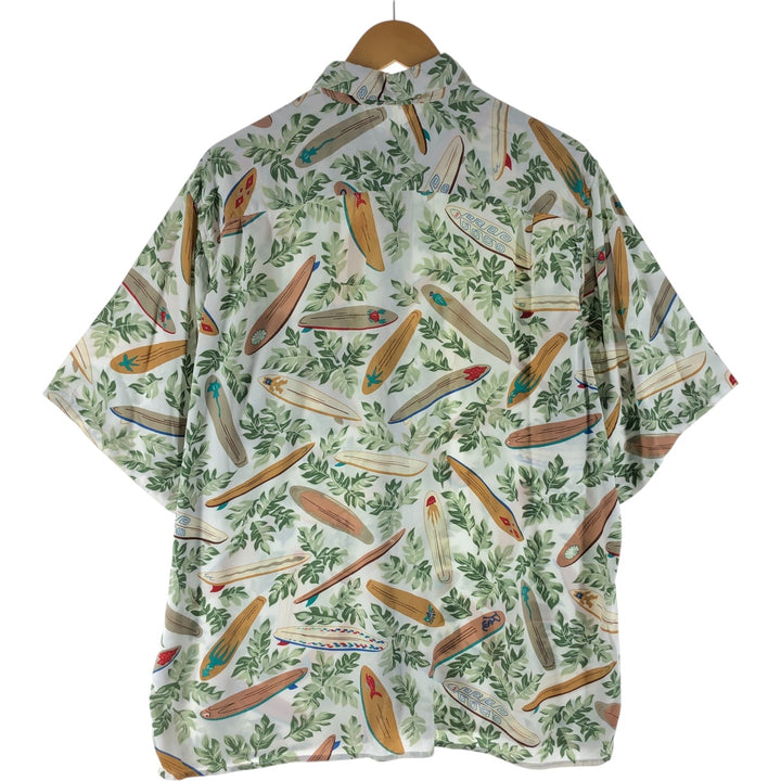 Reyn Spooner Dietrich Variez Collection All-over Pattern Rayon Hawaiian Aloha Shirt Box Shirt Men's L Size Rayon white type Vintage Second Hand