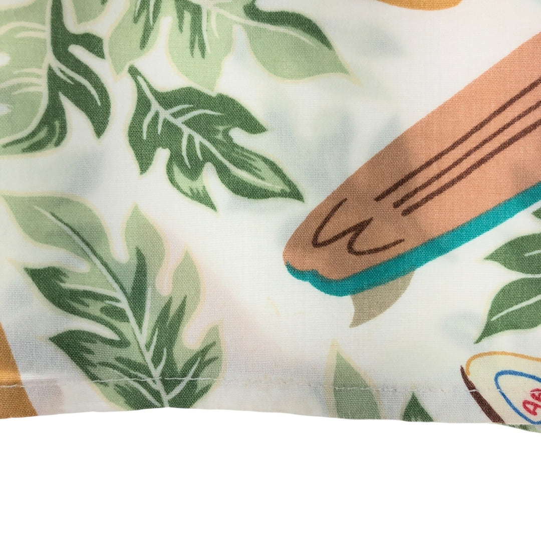 Reyn Spooner Dietrich Variez Collection All-over Pattern Rayon Hawaiian Aloha Shirt Box Shirt Men's L Size Rayon white type Vintage Second Hand