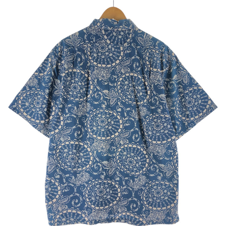 POLO by Ralph Lauren All-over Pattern Open Collar Hawaiian Aloha Shirt Box Shirt Men's L Size cotton blue type Vintage Second Hand