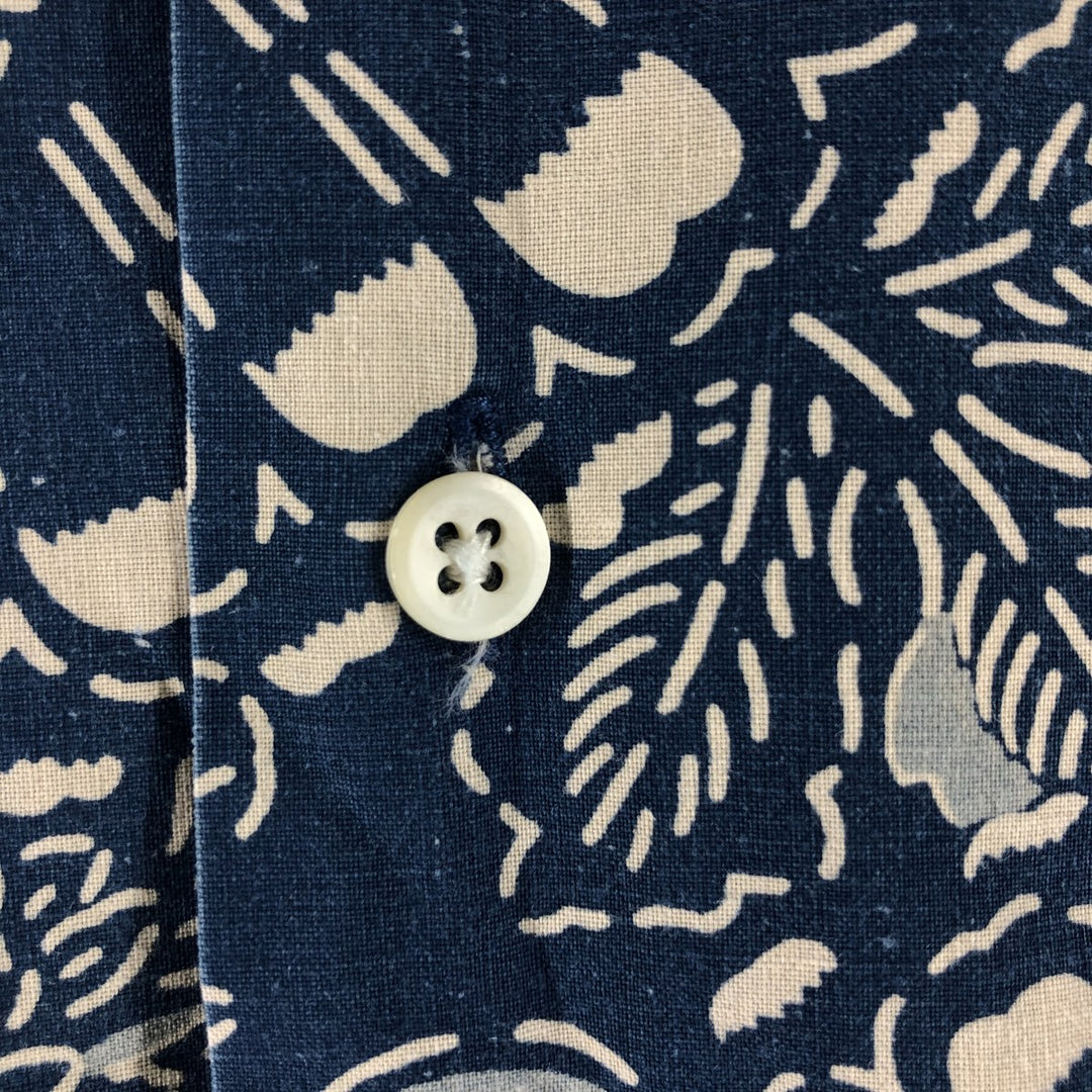 POLO by Ralph Lauren All-over Pattern Open Collar Hawaiian Aloha Shirt Box Shirt Men's L Size cotton blue type Vintage Second Hand