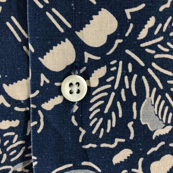 POLO by Ralph Lauren All-over Pattern Open Collar Hawaiian Aloha Shirt Box Shirt Men's L Size cotton blue type Vintage Second Hand