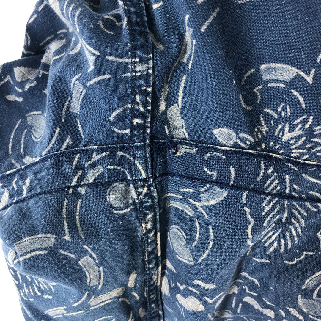 POLO by Ralph Lauren All-over Pattern Open Collar Hawaiian Aloha Shirt Box Shirt Men's L Size cotton blue type Vintage Second Hand