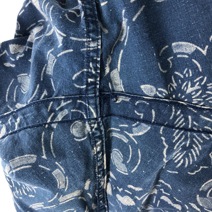 POLO by Ralph Lauren All-over Pattern Open Collar Hawaiian Aloha Shirt Box Shirt Men's L Size cotton blue type Vintage Second Hand