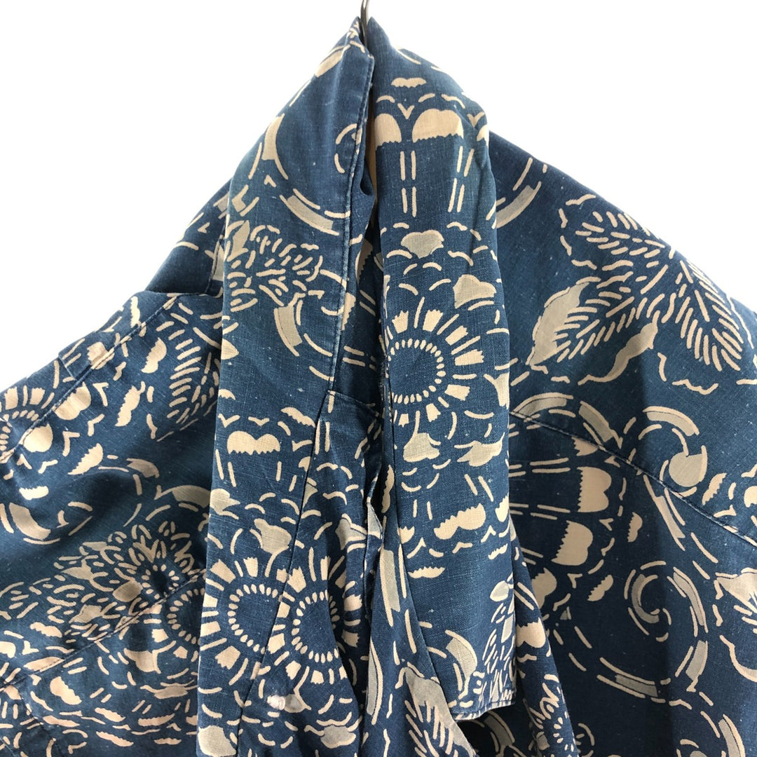 POLO by Ralph Lauren All-over Pattern Open Collar Hawaiian Aloha Shirt Box Shirt Men's L Size cotton blue type Vintage Second Hand