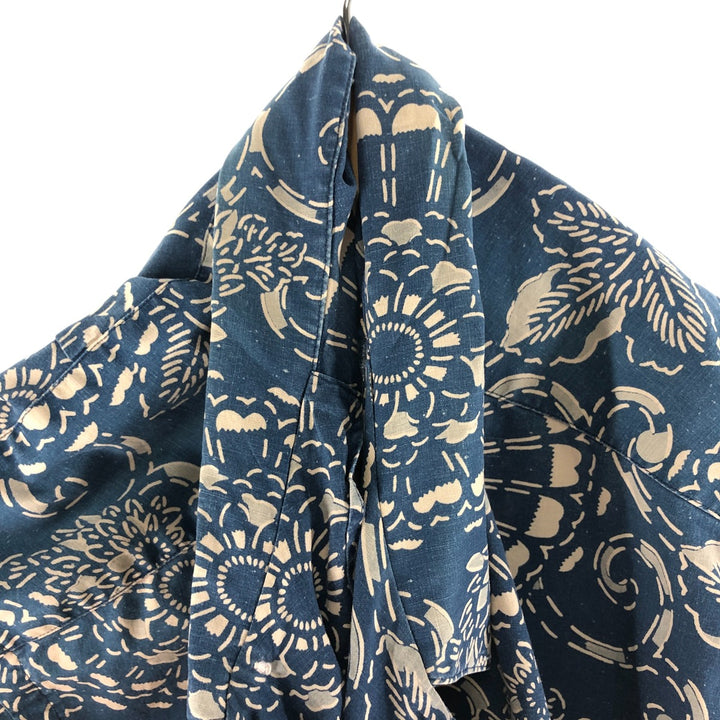 POLO by Ralph Lauren All-over Pattern Open Collar Hawaiian Aloha Shirt Box Shirt Men's L Size cotton blue type Vintage Second Hand
