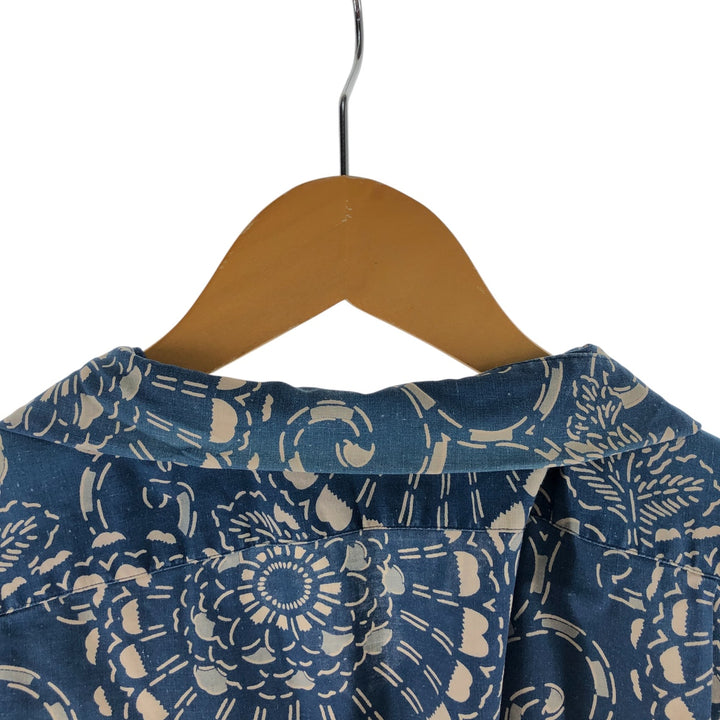 POLO by Ralph Lauren All-over Pattern Open Collar Hawaiian Aloha Shirt Box Shirt Men's L Size cotton blue type Vintage Second Hand