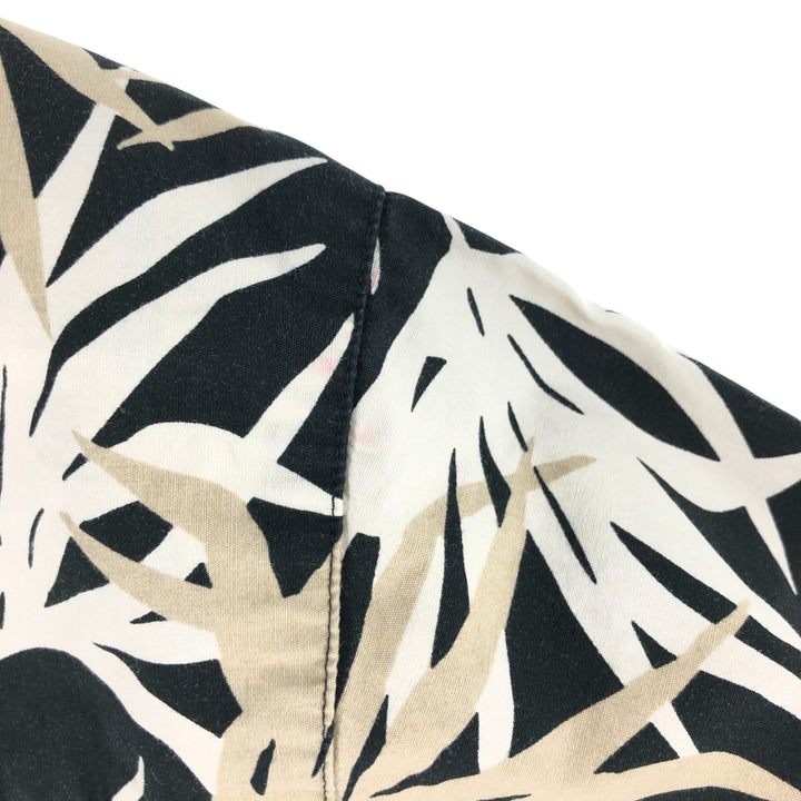 90'S Ralph Lauren Chaps, Leaf Pattern, Open Collar, Hawaiian Aloha Shirt, Box Shirt, Men's L Size cotton black type Vintage Second Hand