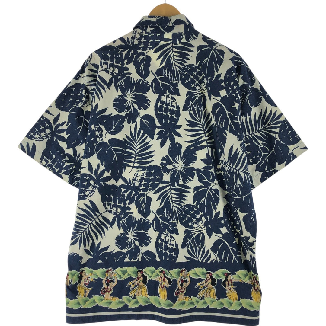 Ralph Lauren CHAPS Chaps Hawaiian Aloha Shirt All-Over Print Men's Size L cotton ivory Vintage Second Hand