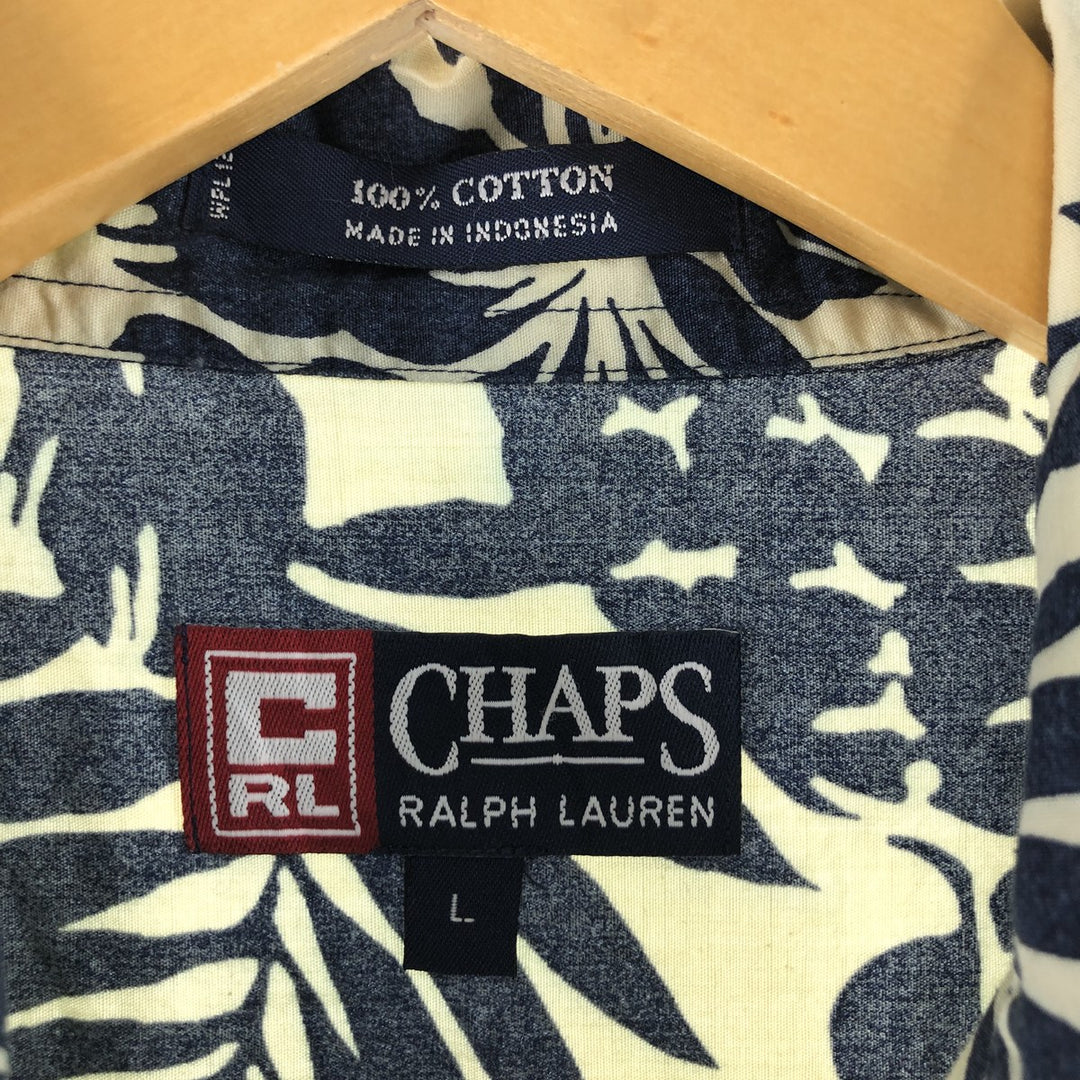 Ralph Lauren CHAPS Chaps Hawaiian Aloha Shirt All-Over Print Men's Size L cotton ivory Vintage Second Hand