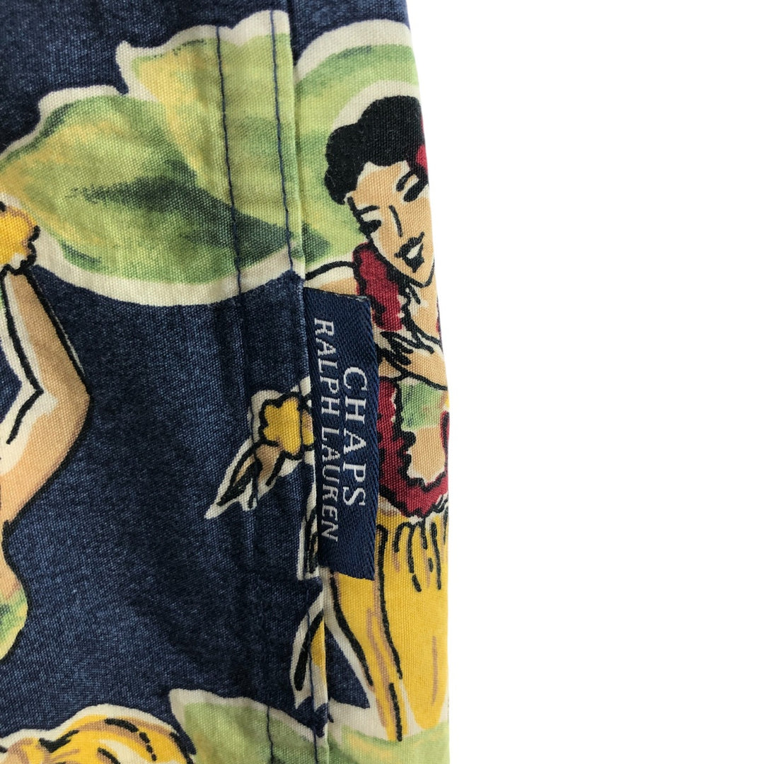 Ralph Lauren CHAPS Chaps Hawaiian Aloha Shirt All-Over Print Men's Size L cotton ivory Vintage Second Hand
