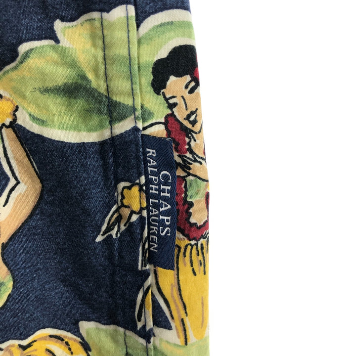 Ralph Lauren CHAPS Chaps Hawaiian Aloha Shirt All-Over Print Men's Size L cotton ivory Vintage Second Hand