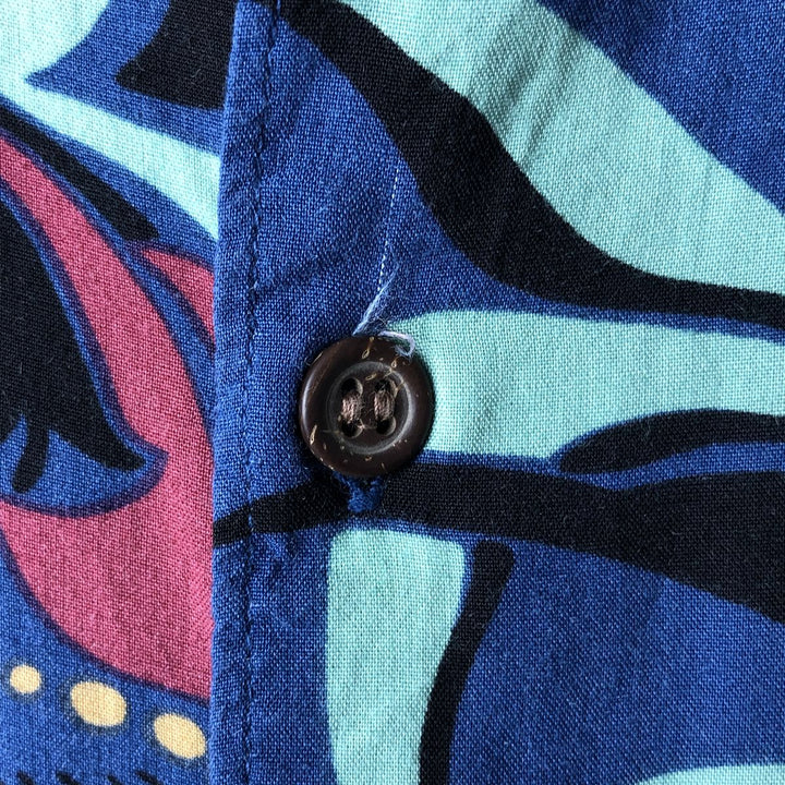 80s-90'S Reyn Spooner Diamond Head Tag All-Over Rayon Hawaiian Aloha Shirt Box Shirt Men's L Size Rayon blue type Vintage Second Hand