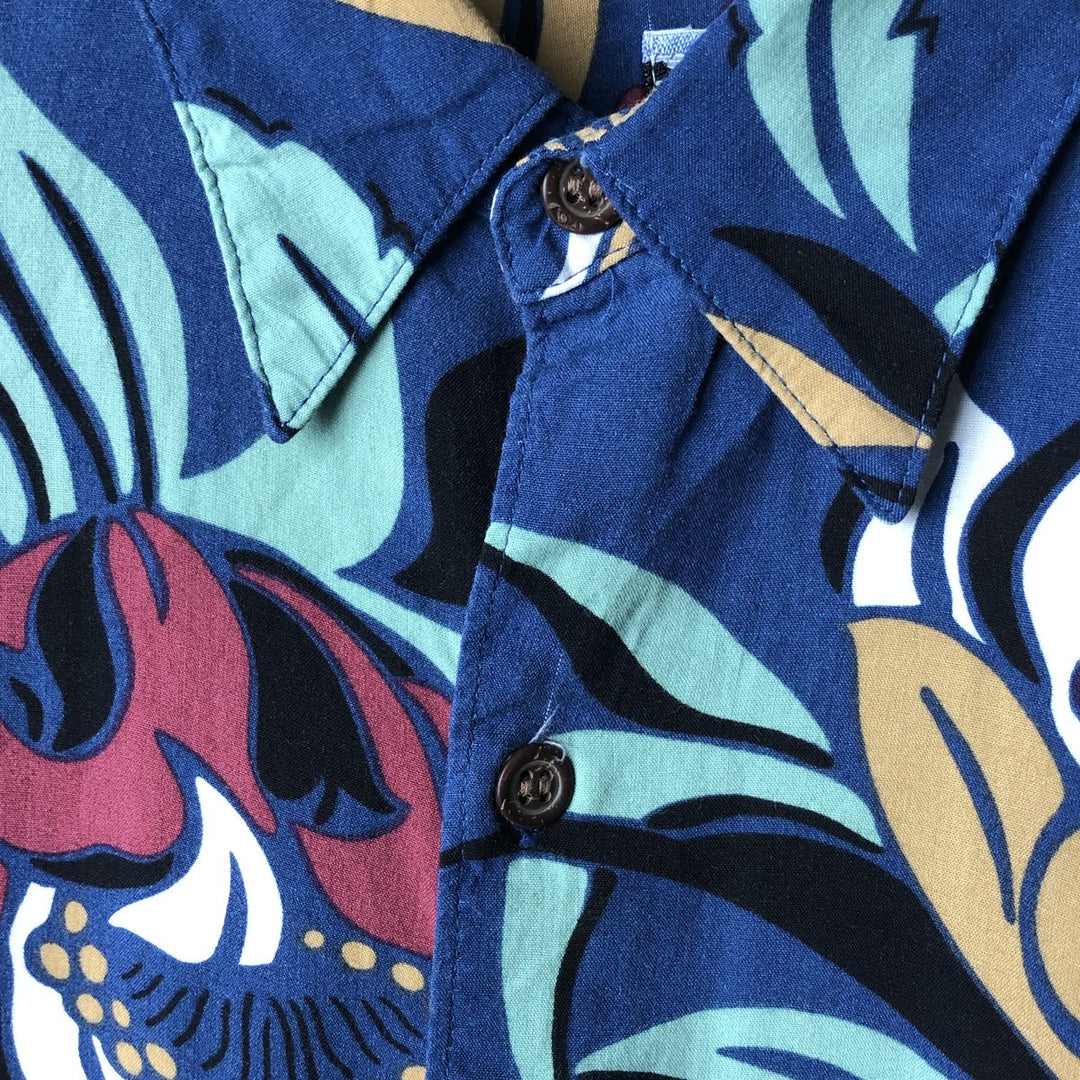 80s-90'S Reyn Spooner Diamond Head Tag All-Over Rayon Hawaiian Aloha Shirt Box Shirt Men's L Size Rayon blue type Vintage Second Hand