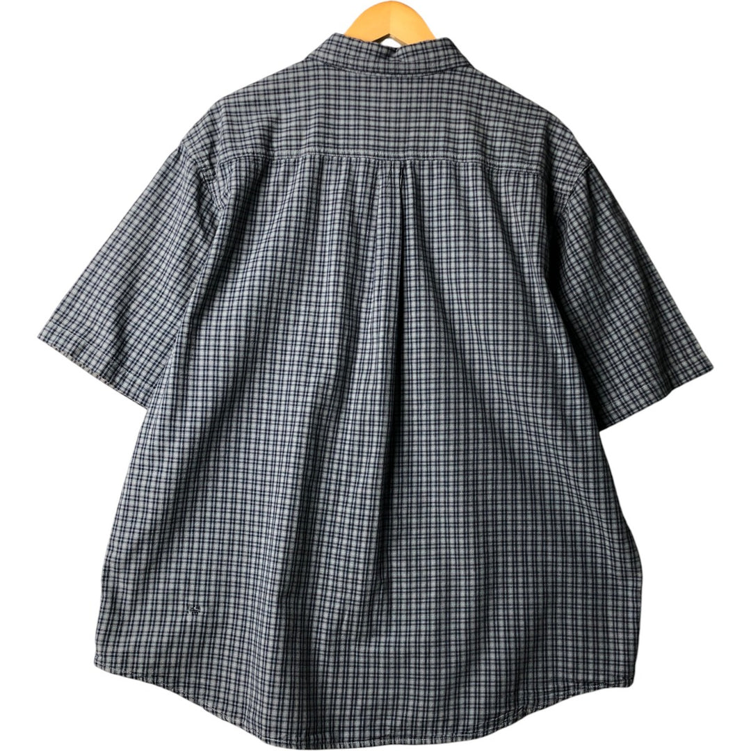 Carhartt Check Pattern Button-down Short Sleeve Work Shirt, Men's XXL cotton blue type Vintage Second Hand