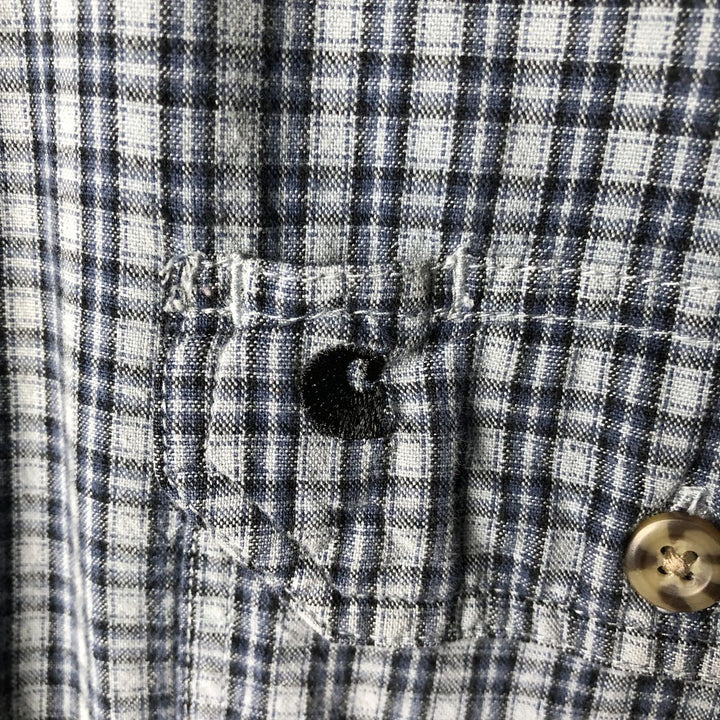 Carhartt Check Pattern Button-down Short Sleeve Work Shirt, Men's XXL cotton blue type Vintage Second Hand