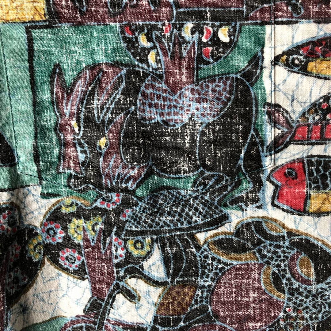 90'S Reyn Spooner Swimsuit Tag, Bikini Tag, All-Over Print Hawaiian Aloha Shirt, Box Shirt, Made in USA, Men's XL cotton Mint green Vintage Second Hand