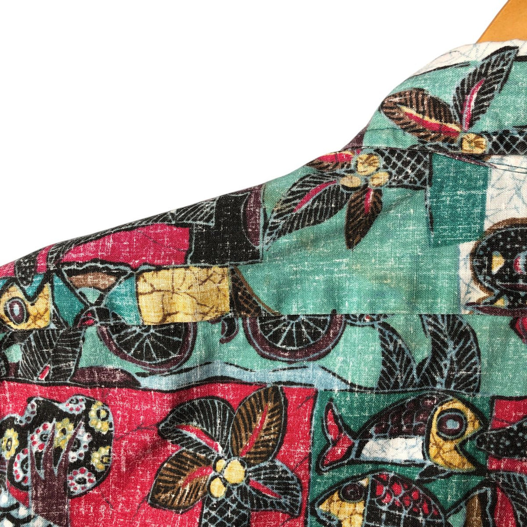 90'S Reyn Spooner Swimsuit Tag, Bikini Tag, All-Over Print Hawaiian Aloha Shirt, Box Shirt, Made in USA, Men's XL cotton Mint green Vintage Second Hand