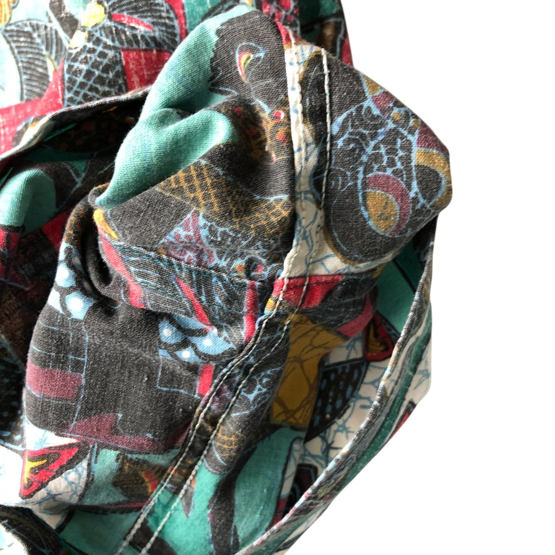 90'S Reyn Spooner Swimsuit Tag, Bikini Tag, All-Over Print Hawaiian Aloha Shirt, Box Shirt, Made in USA, Men's XL cotton Mint green Vintage Second Hand