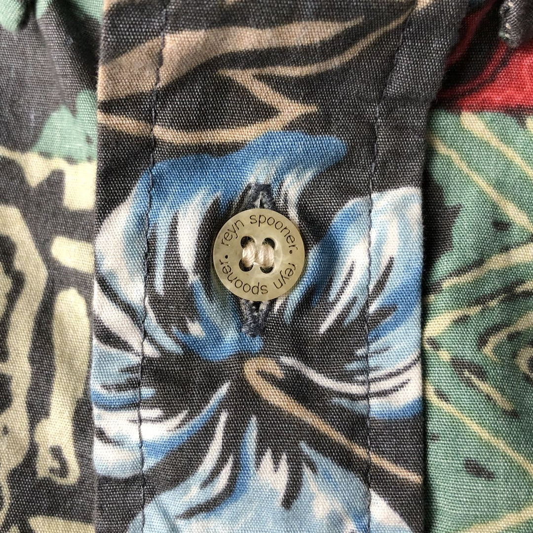 90'S Reyn Spooner Swimsuit Tag All-Over Print Pullover Button-Down Hawaiian Aloha Shirt Box Shirt Men's XL Size cotton Charcoal Vintage Second Hand