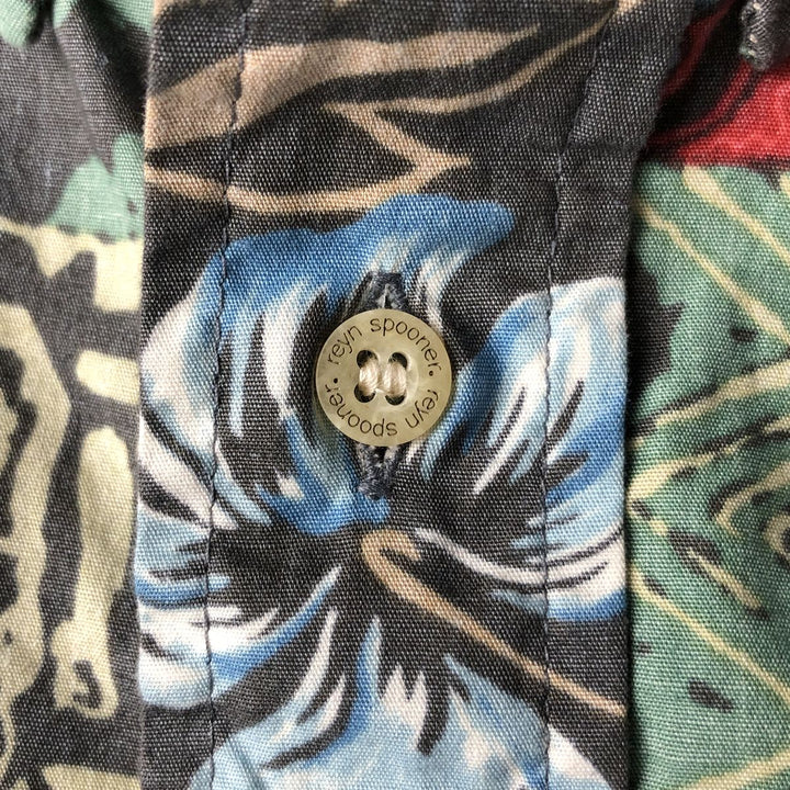 90'S Reyn Spooner Swimsuit Tag All-Over Print Pullover Button-Down Hawaiian Aloha Shirt Box Shirt Men's XL Size cotton Charcoal Vintage Second Hand