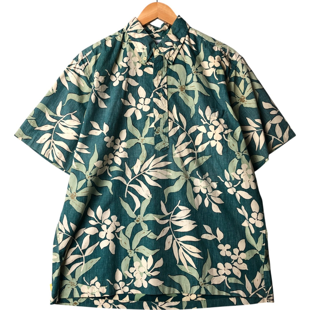90'S Reyn Spooner Swimsuit Tag All-Over Print Pullover Button-Down Hawaiian Aloha Shirt Box Shirt Men's L Size cotton green type Vintage Second Hand