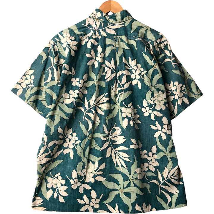 90'S Reyn Spooner Swimsuit Tag All-Over Print Pullover Button-Down Hawaiian Aloha Shirt Box Shirt Men's L Size cotton green type Vintage Second Hand