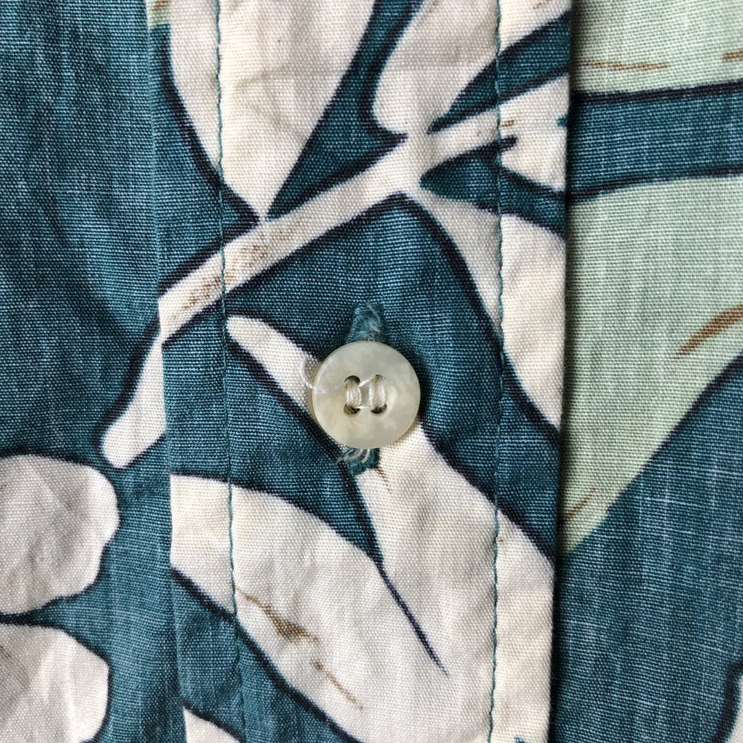 90'S Reyn Spooner Swimsuit Tag All-Over Print Pullover Button-Down Hawaiian Aloha Shirt Box Shirt Men's L Size cotton green type Vintage Second Hand