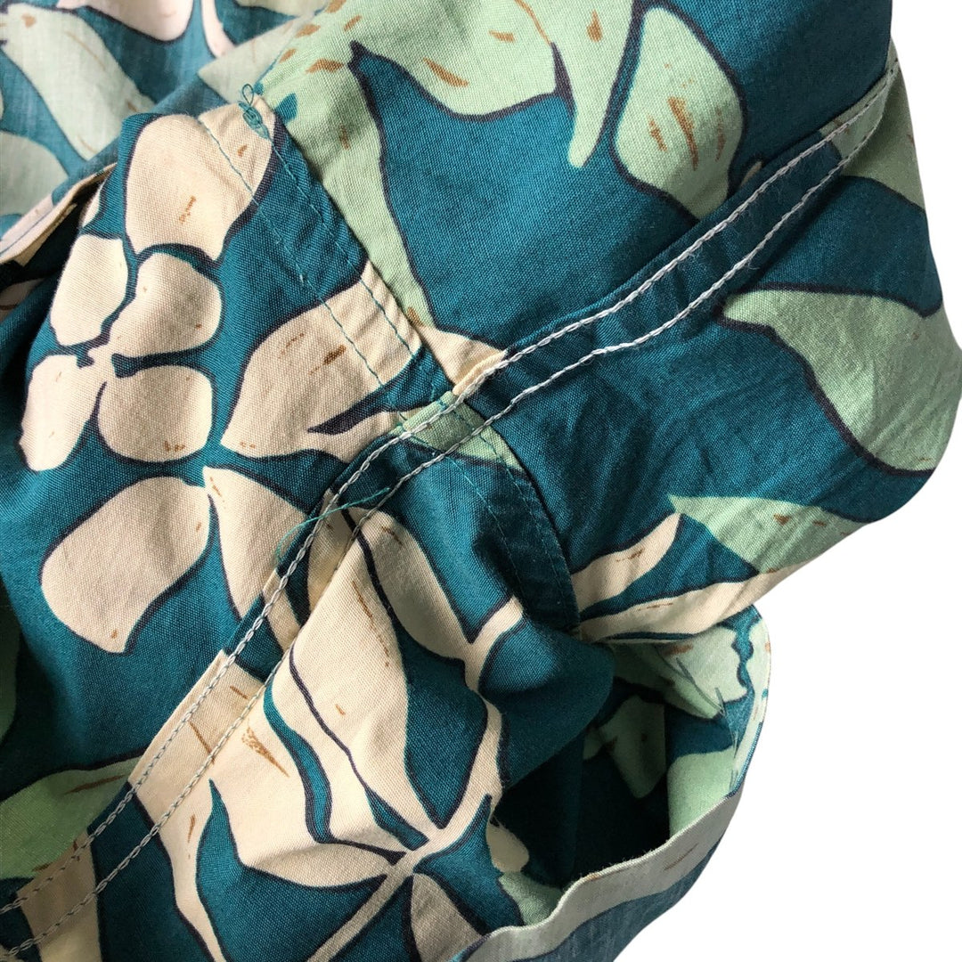 90'S Reyn Spooner Swimsuit Tag All-Over Print Pullover Button-Down Hawaiian Aloha Shirt Box Shirt Men's L Size cotton green type Vintage Second Hand