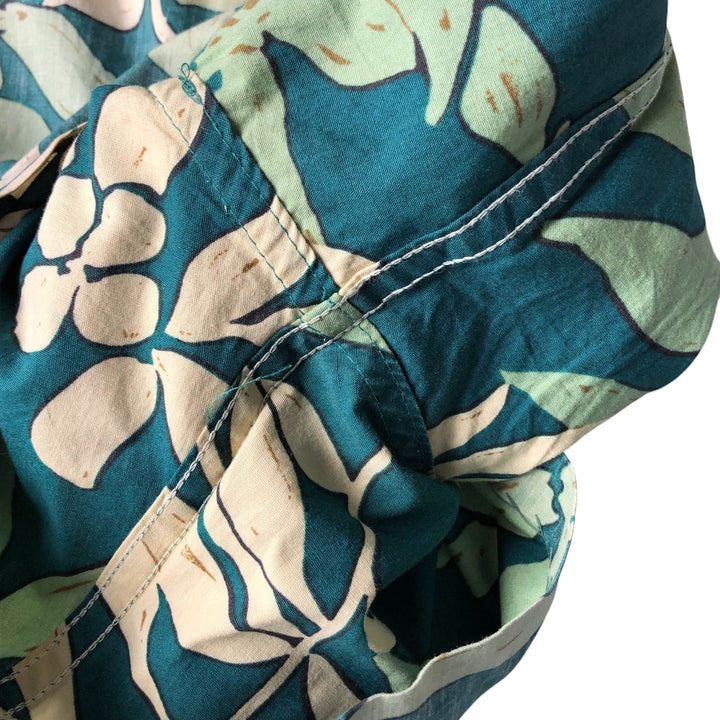 90'S Reyn Spooner Swimsuit Tag All-Over Print Pullover Button-Down Hawaiian Aloha Shirt Box Shirt Men's L Size cotton green type Vintage Second Hand