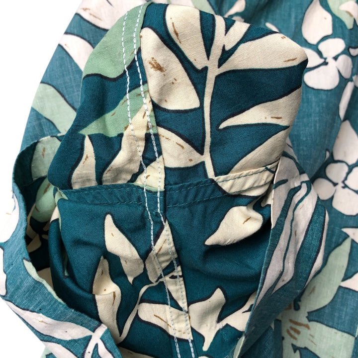 90'S Reyn Spooner Swimsuit Tag All-Over Print Pullover Button-Down Hawaiian Aloha Shirt Box Shirt Men's L Size cotton green type Vintage Second Hand